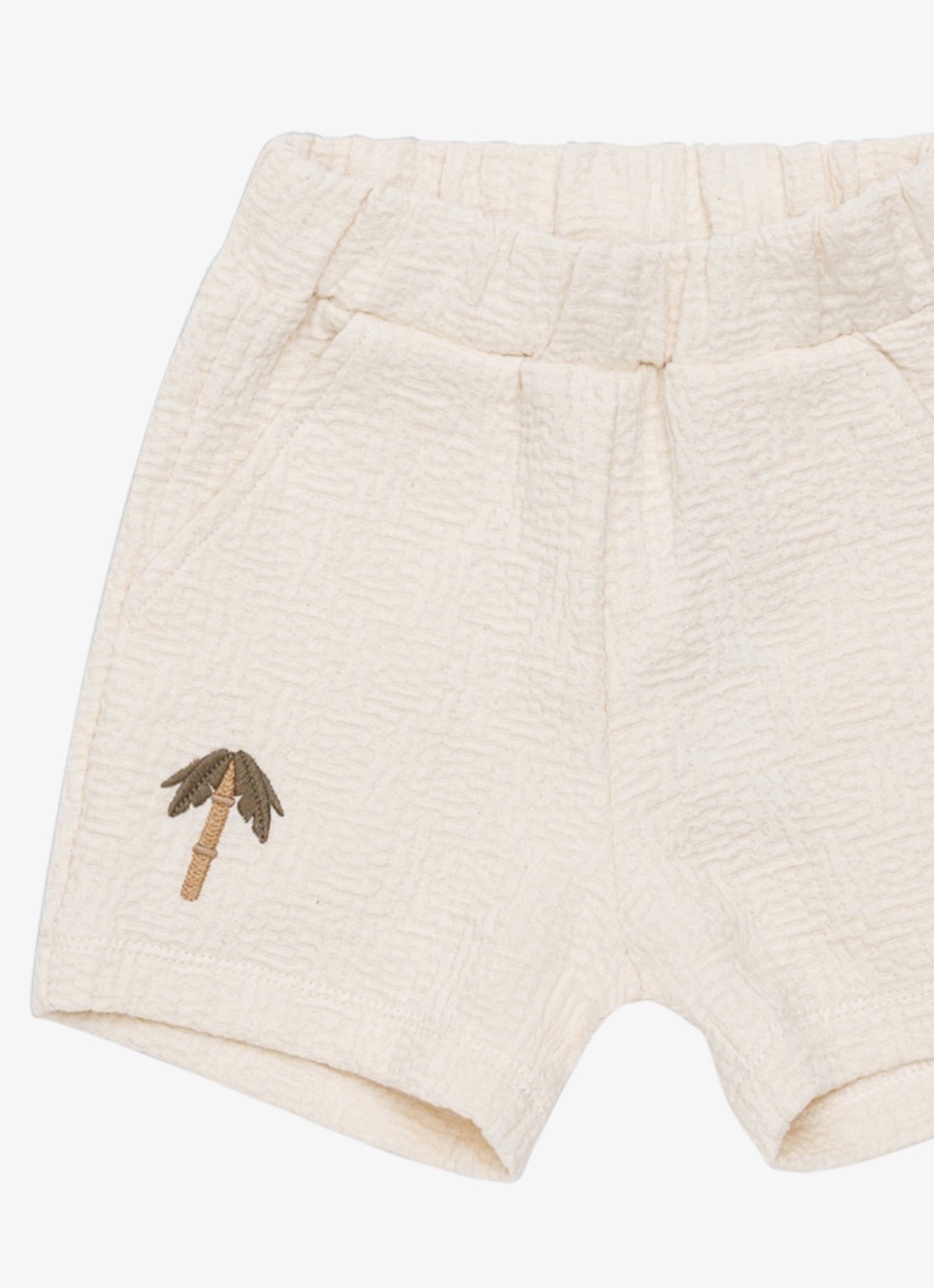 Donsje Amsterdam Ithri Palm Tree straight fit korte joggingbroek van katoen - detail 2 beige