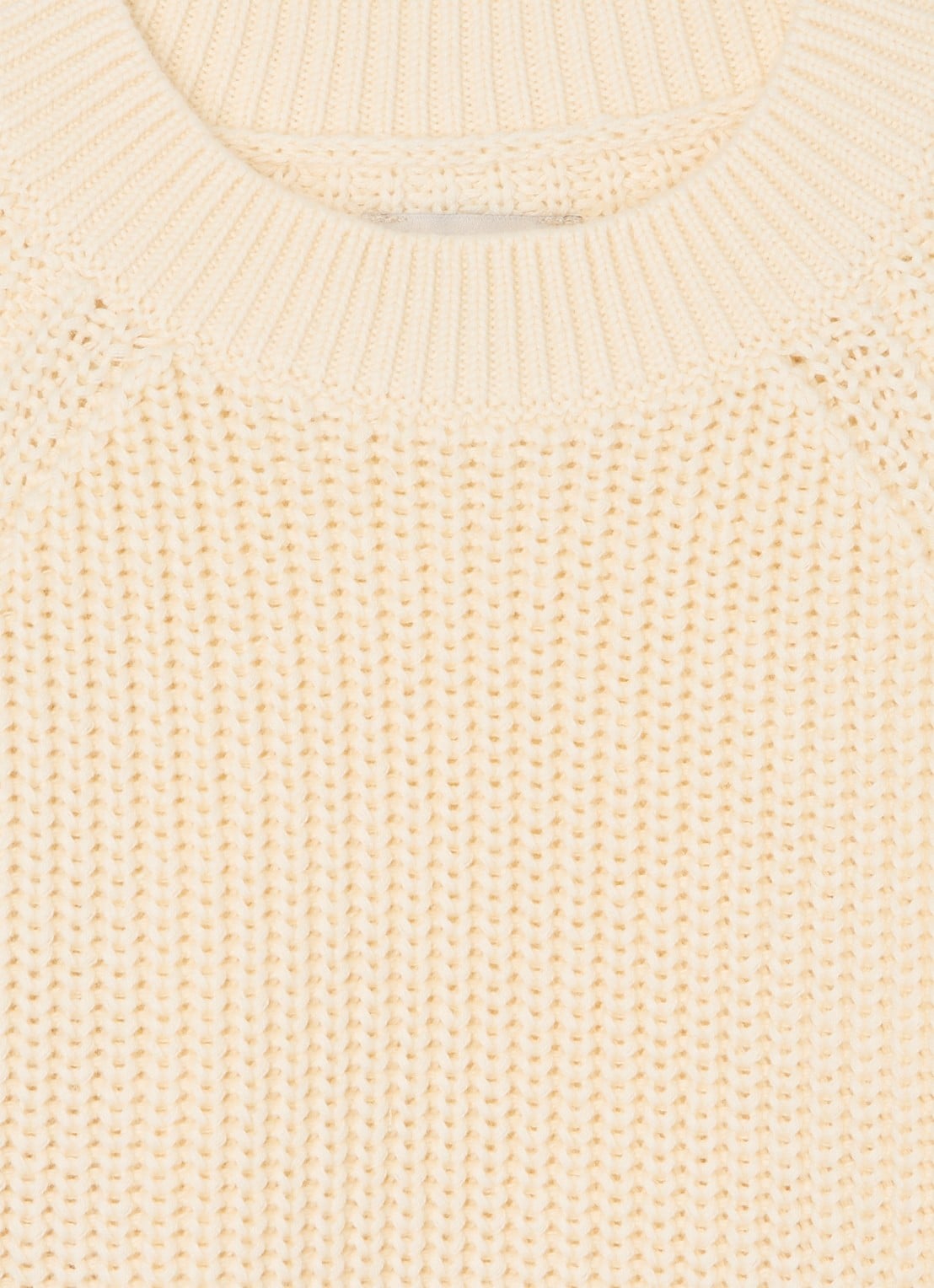 Donsje Amsterdam Jade grofgebreide trui met ronde hals - detail beige