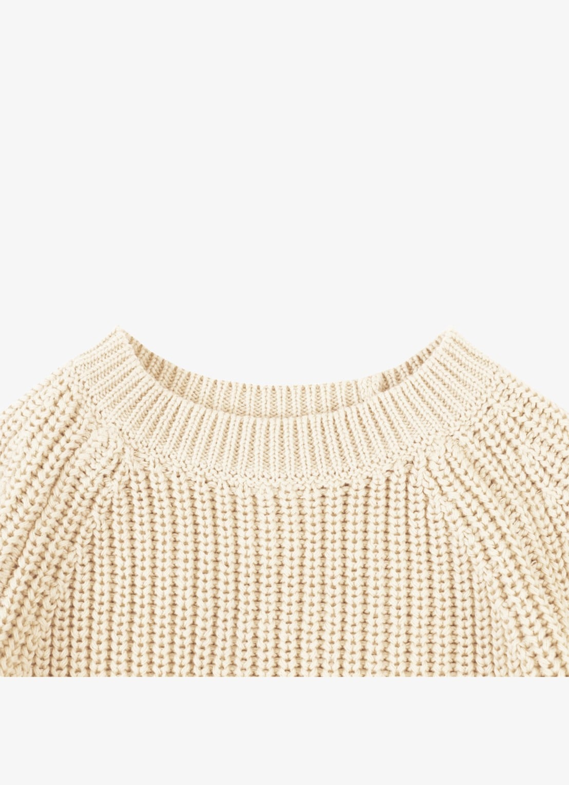Donsje Amsterdam Jade grofgebreide trui met ronde hals - detail 2 beige