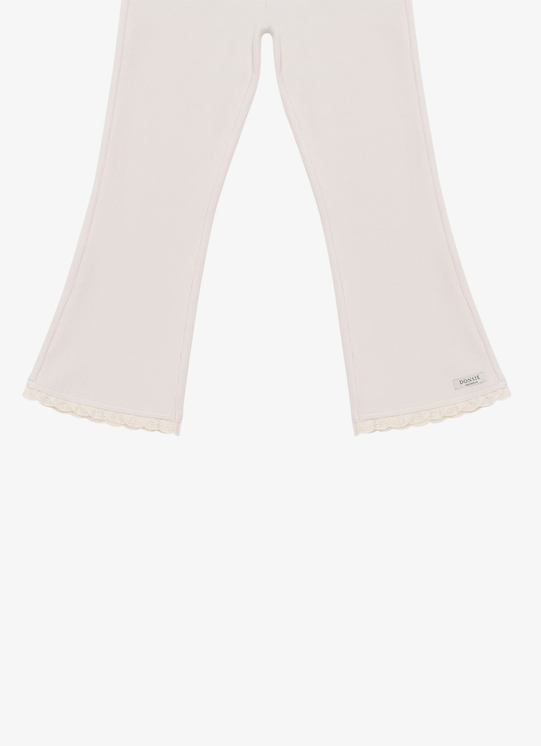 Donsje Amsterdam Jentje flared ribgebreide broek - detail oudroze