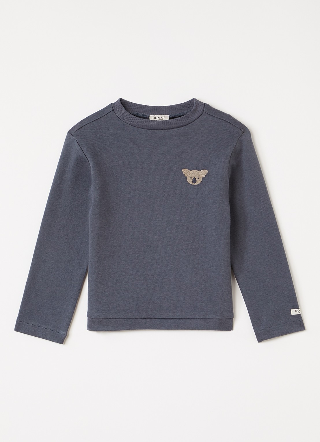 Donsje Amsterdam Jorijn longsleeve met borduring - voorkant donkergrijs