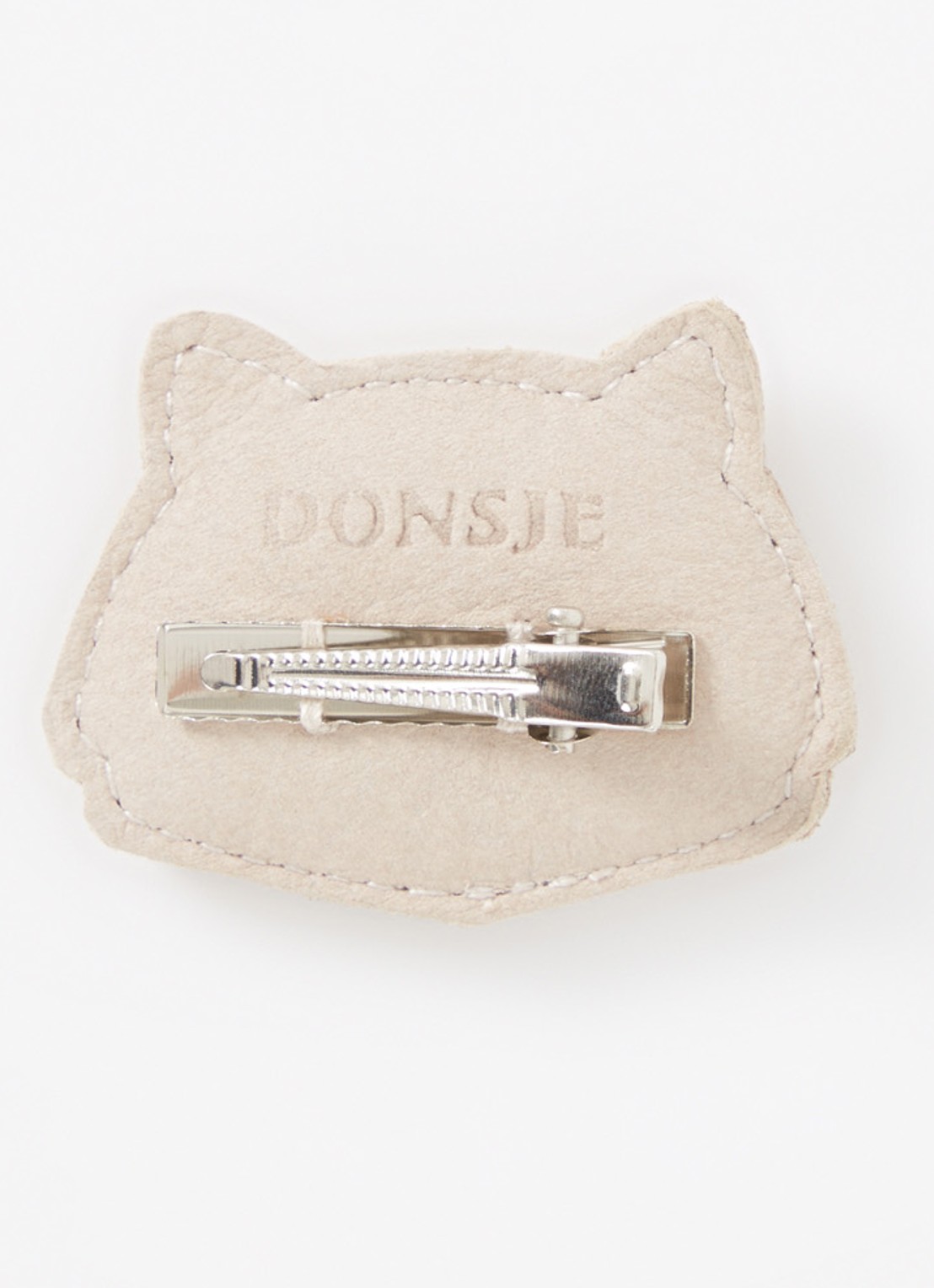 Donsje Amsterdam Josy Classic Cat haarclip van leer - achterkant 3 ivoor