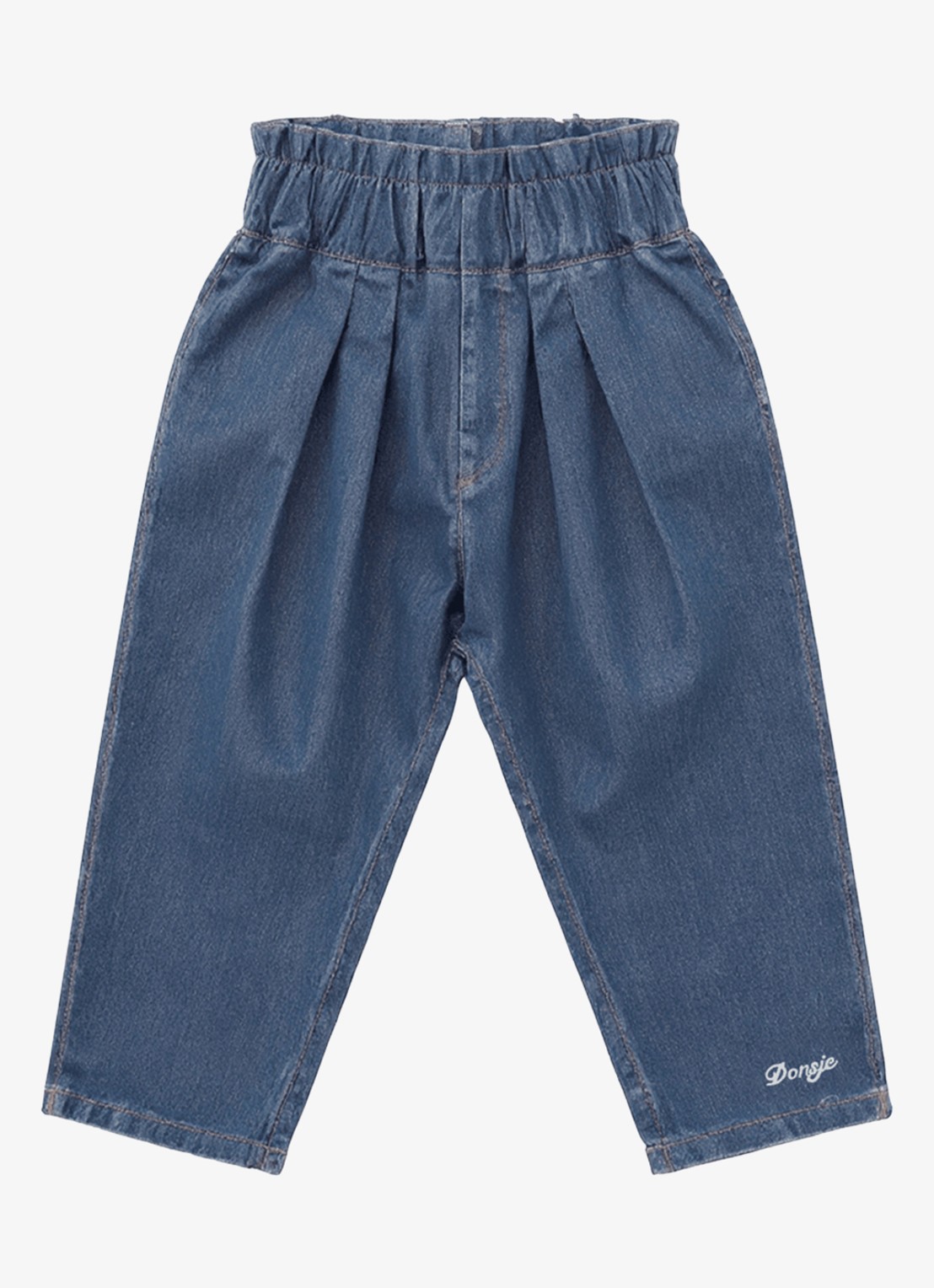 Donsje Amsterdam Juma tapered fit broek van denim - voorkant donkerblauw