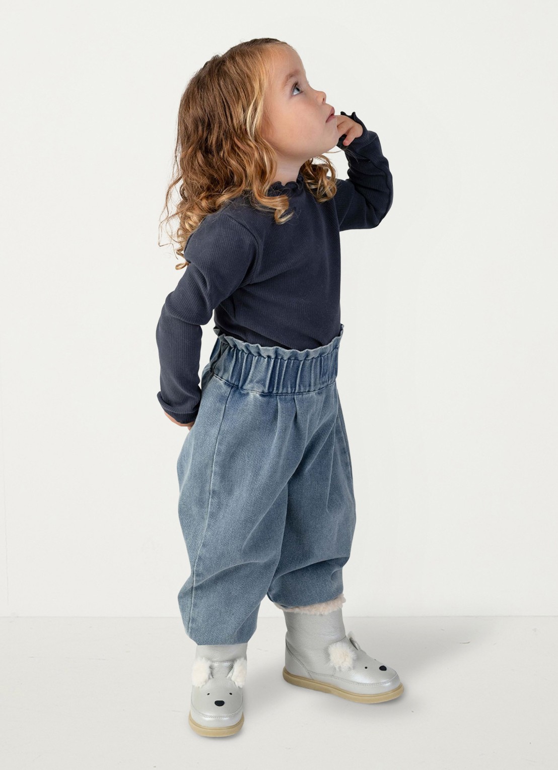 Donsje Amsterdam Juma tapered fit broek van denim - voorkant 2 donkerblauw