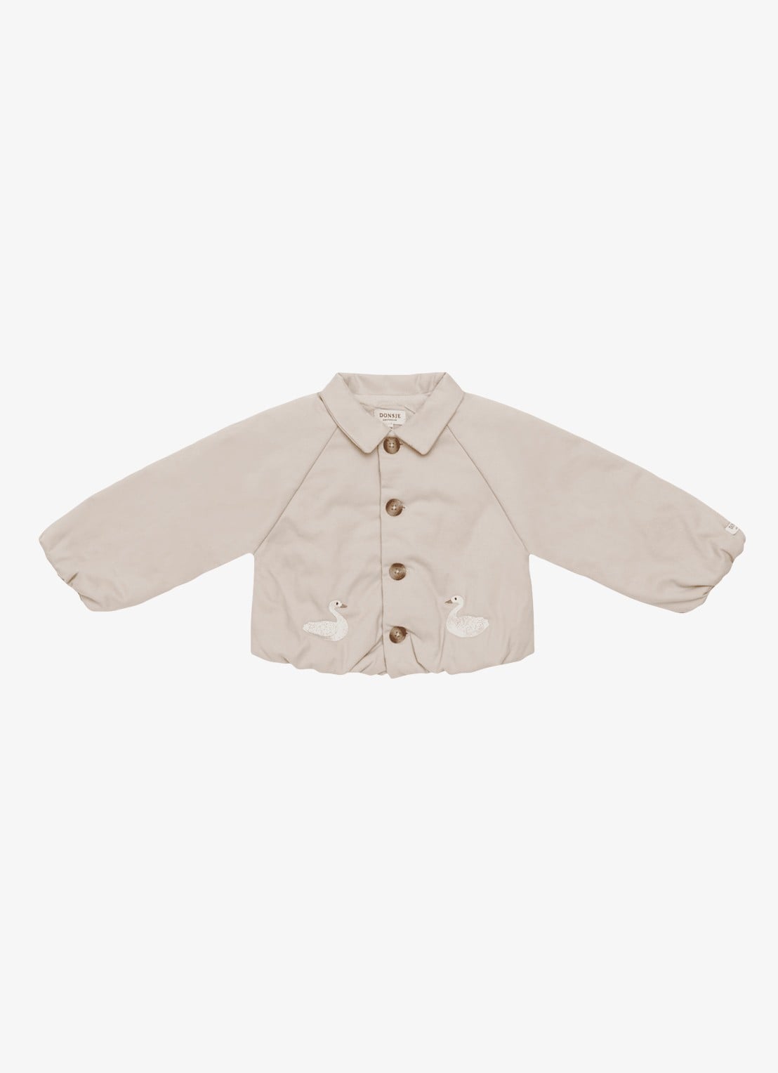 Donsje Amsterdam Kesi Swans jack met borduring - voorkant 2 taupe