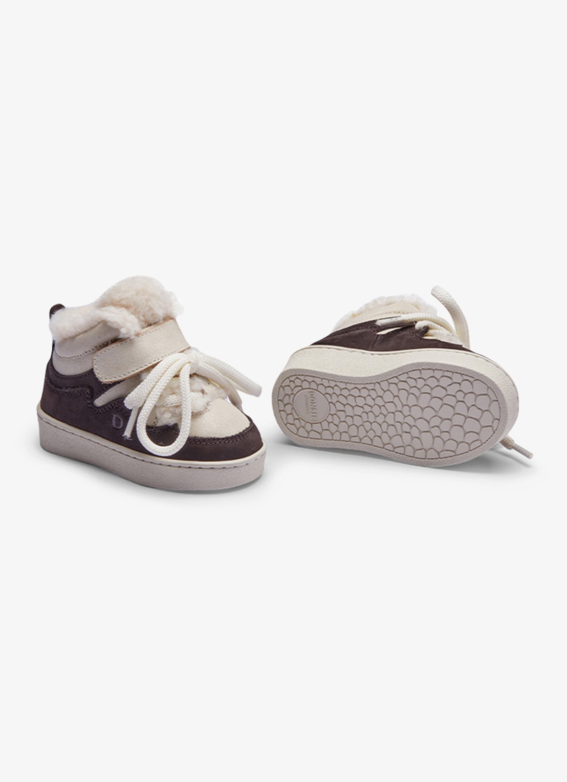 Donsje Amsterdam Kicco sneakers met bont - detail 4 donkerbruin