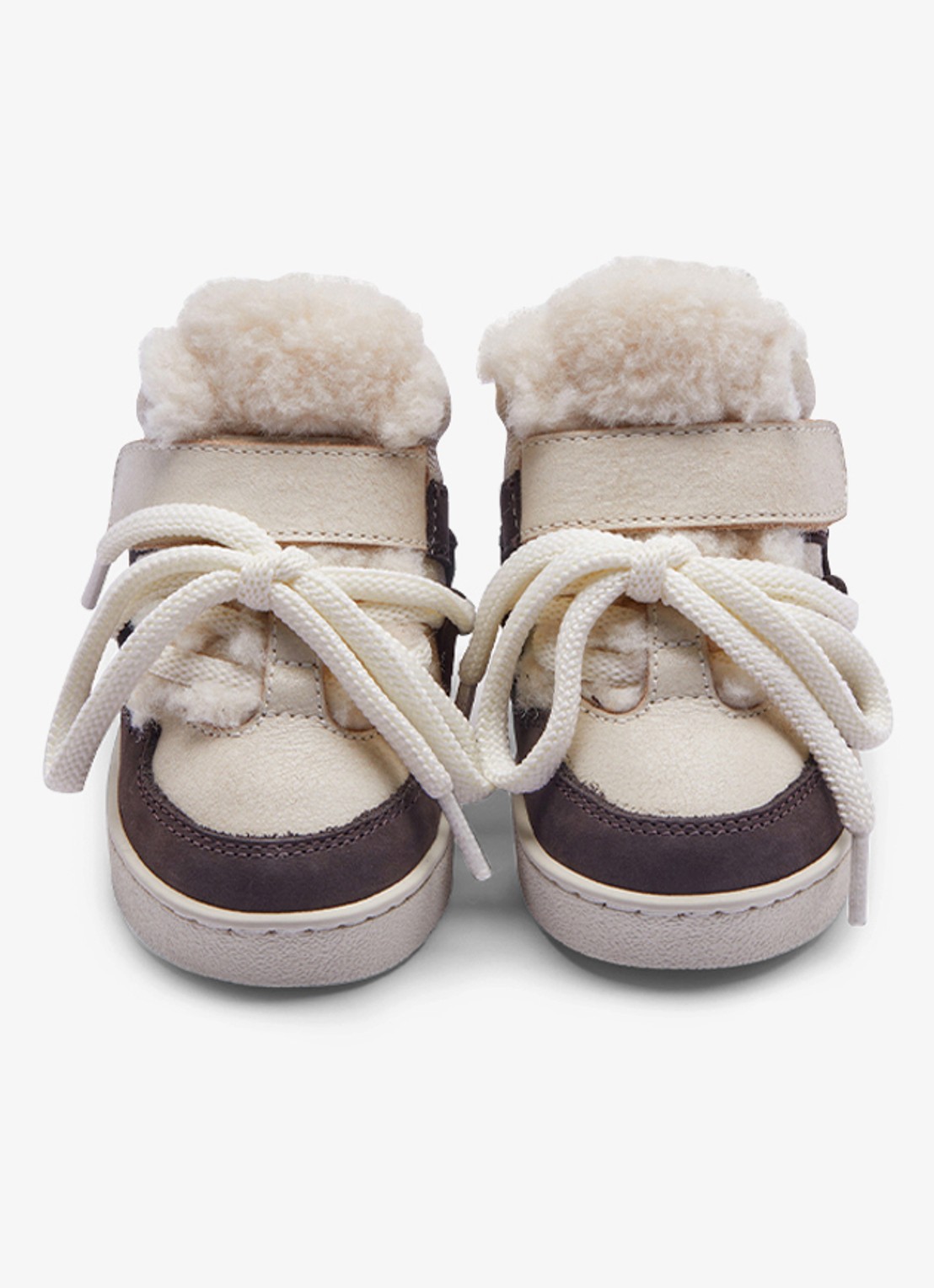 Donsje Amsterdam Kicco sneakers met bont - voorkant 2 donkerbruin