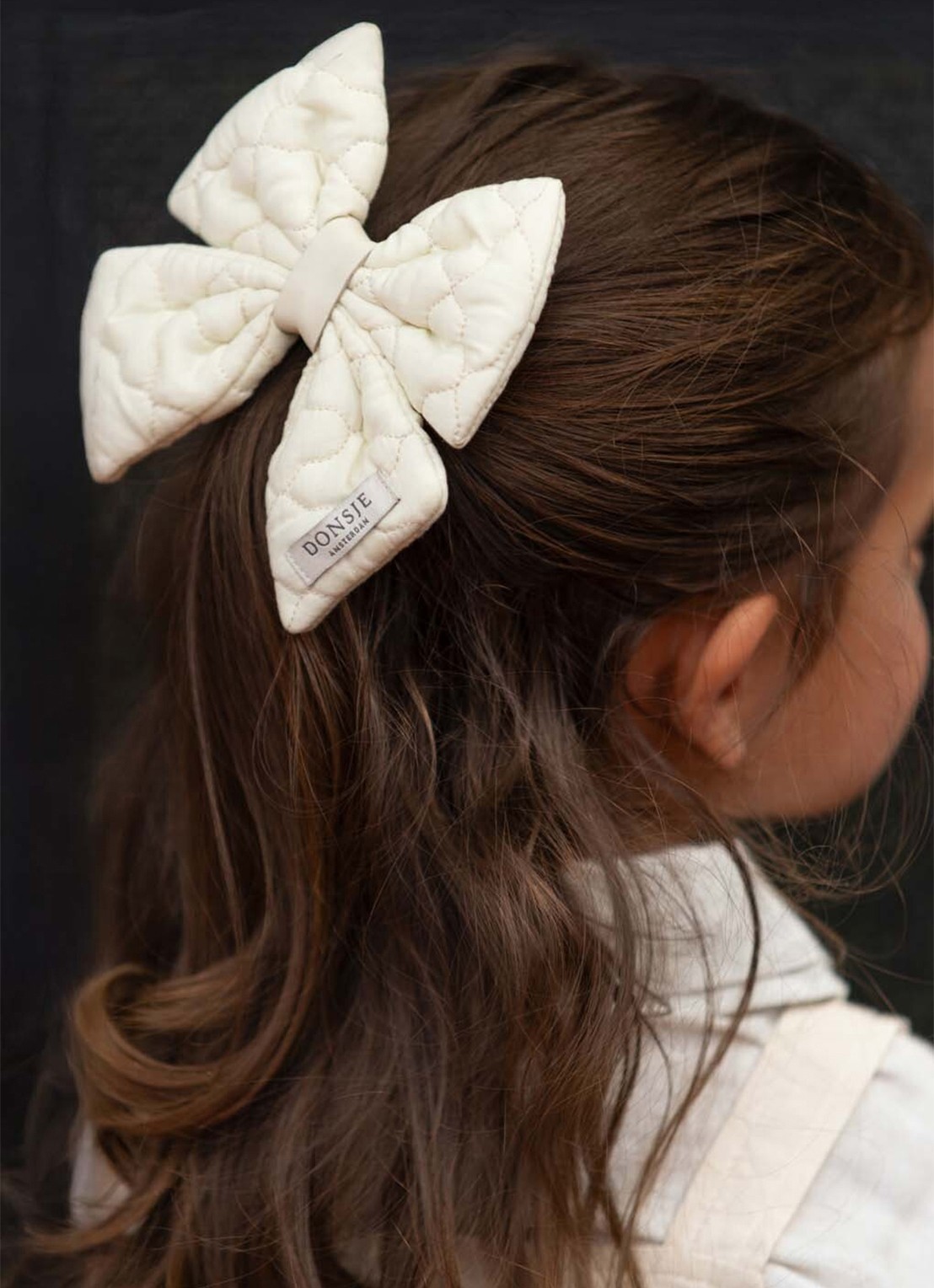 Donsje Amsterdam Klasina haarclip met quilpatroon - voorkant 2 wit
