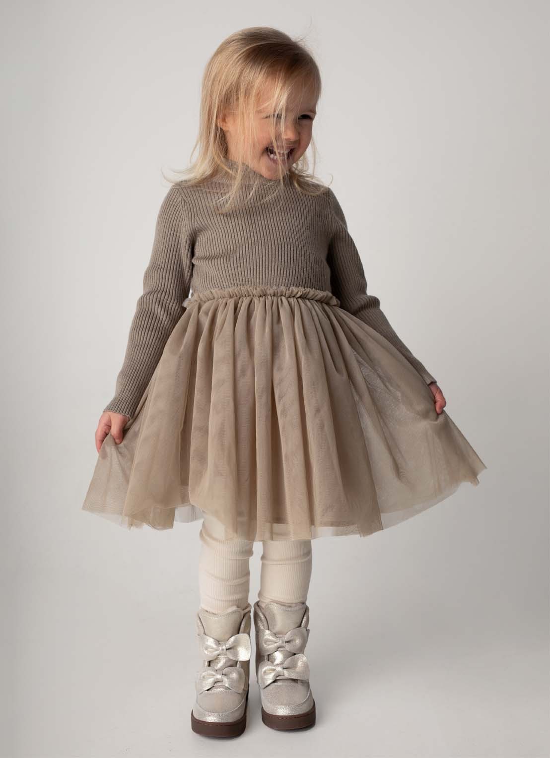 Donsje Amsterdam Lotus Dress - voorkant 3 khaki