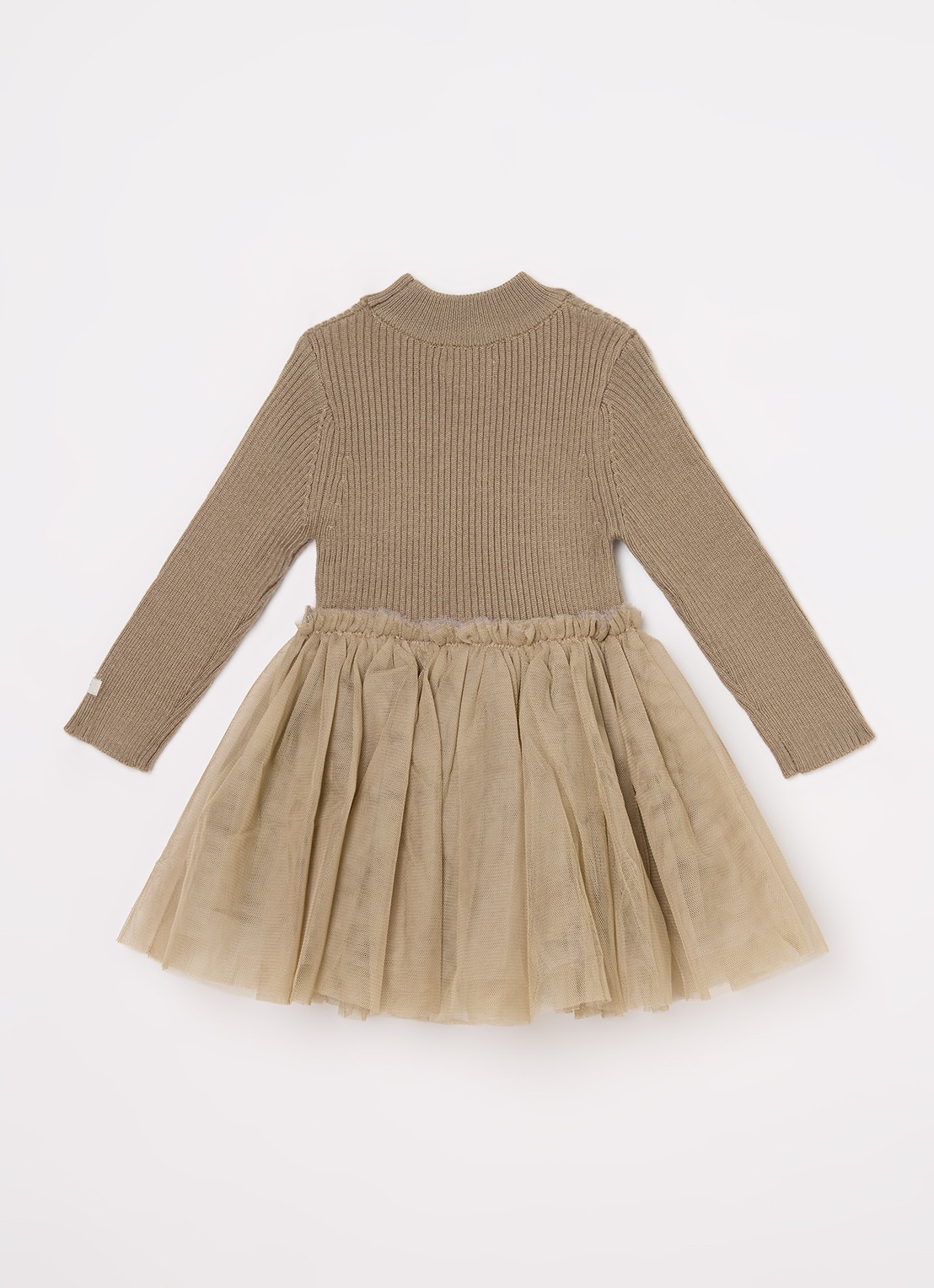 Donsje Amsterdam Lotus jurk met details van mesh - achterkant khaki
