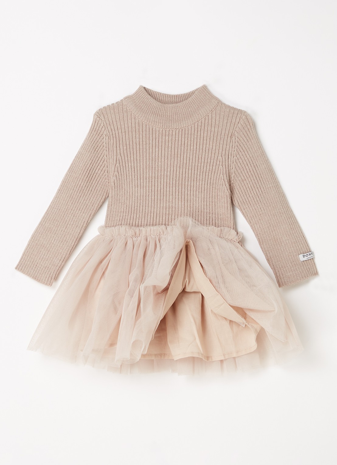 Donsje Amsterdam Lotus jurk met details van mesh - detail 4 beige
