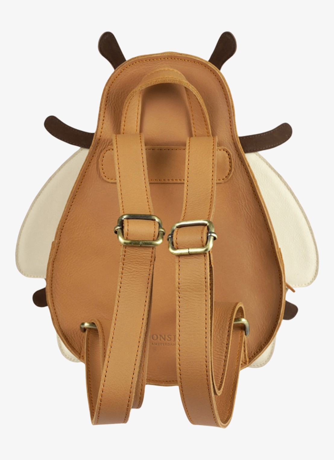 Donsje Amsterdam Loubi Bee rugzak van leer - achterkant 3 camel