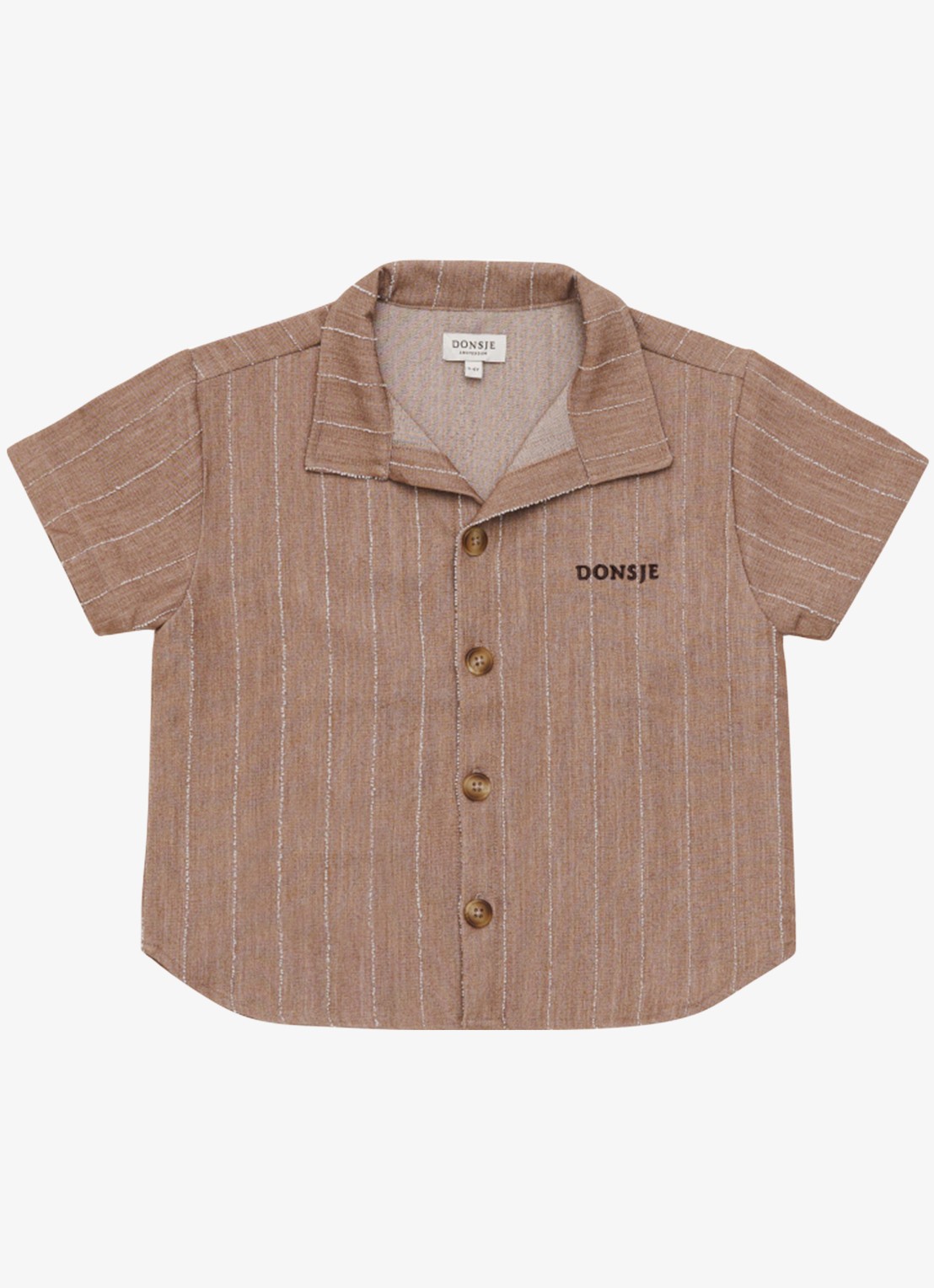 Donsje Amsterdam Lucian overhemd met streepprint  - voorkant 3 chocoladebruin