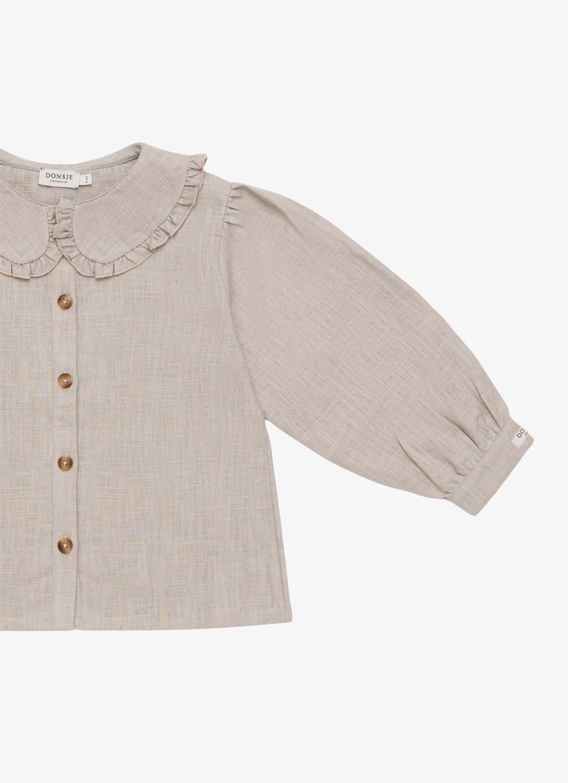 Donsje Amsterdam Luikje blouse in linnenblend - detail 5 taupe