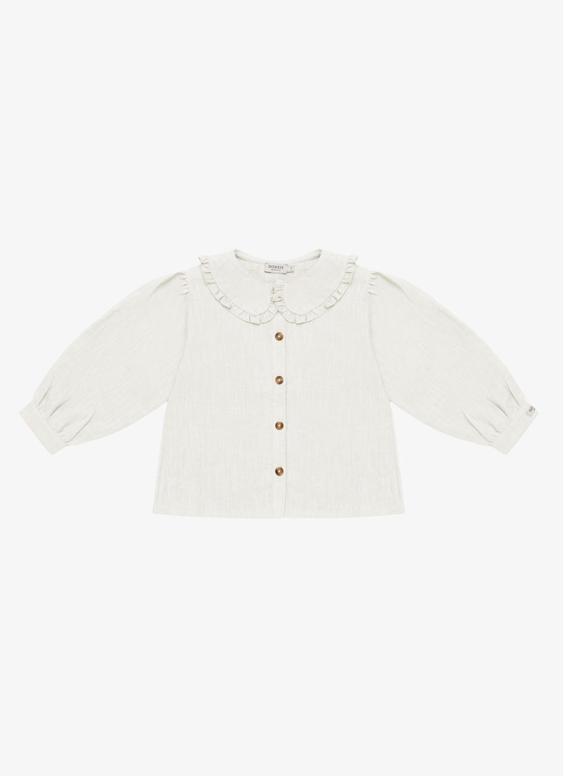 Donsje Amsterdam Luikje blouse van linnen - voorkant 2 gebroken wit