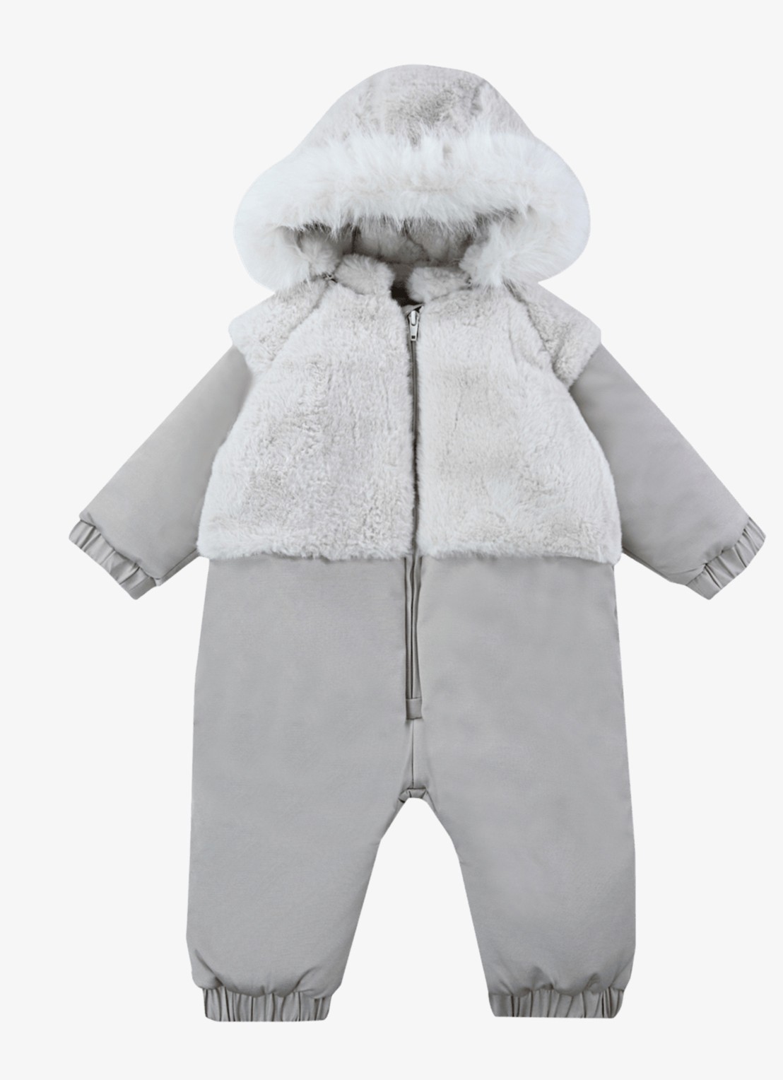 Donsje Amsterdam Maevie babypak met imitatiebont - voorkant 2 grijs