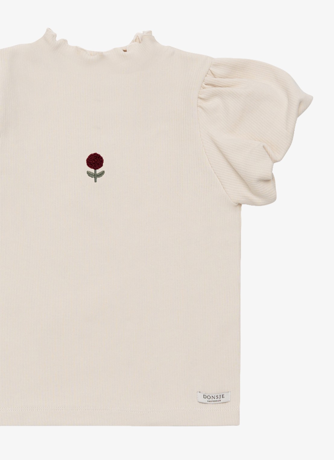 Donsje Amsterdam Marien Rose ribgebreide top in katoenblend - detail 5 ivoor