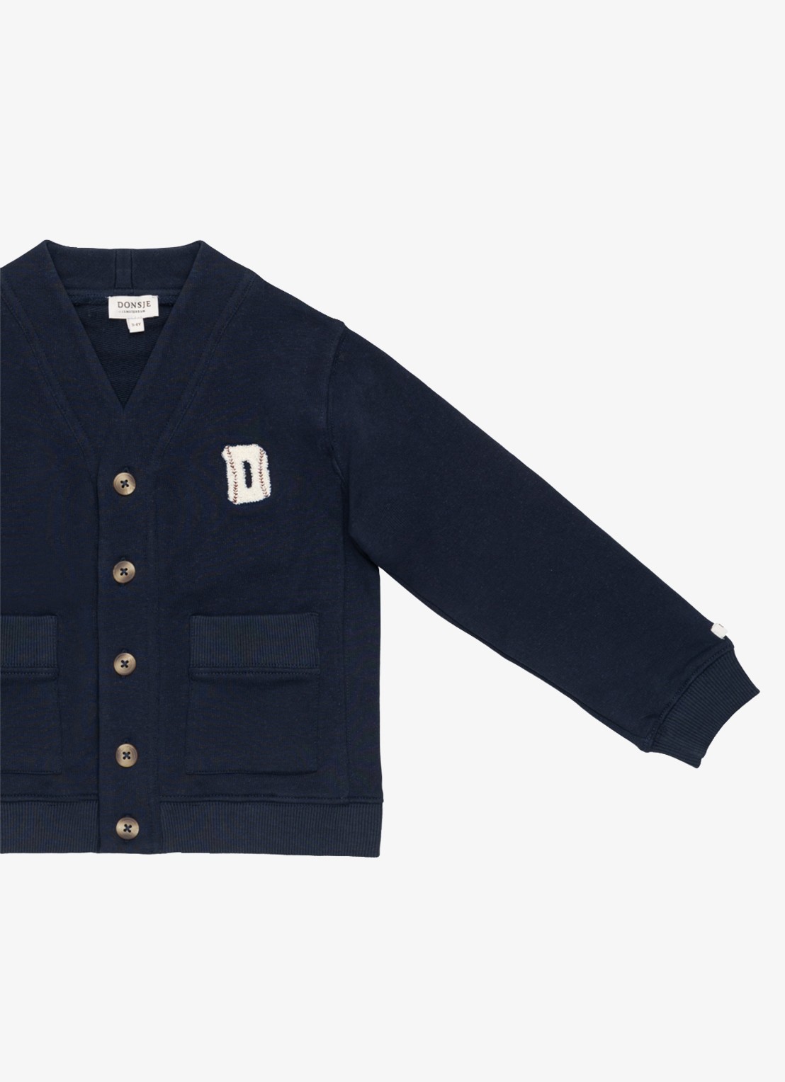 Donsje Amsterdam Maukie fijngebreide vest met klepzakken - detail 3 donkerblauw
