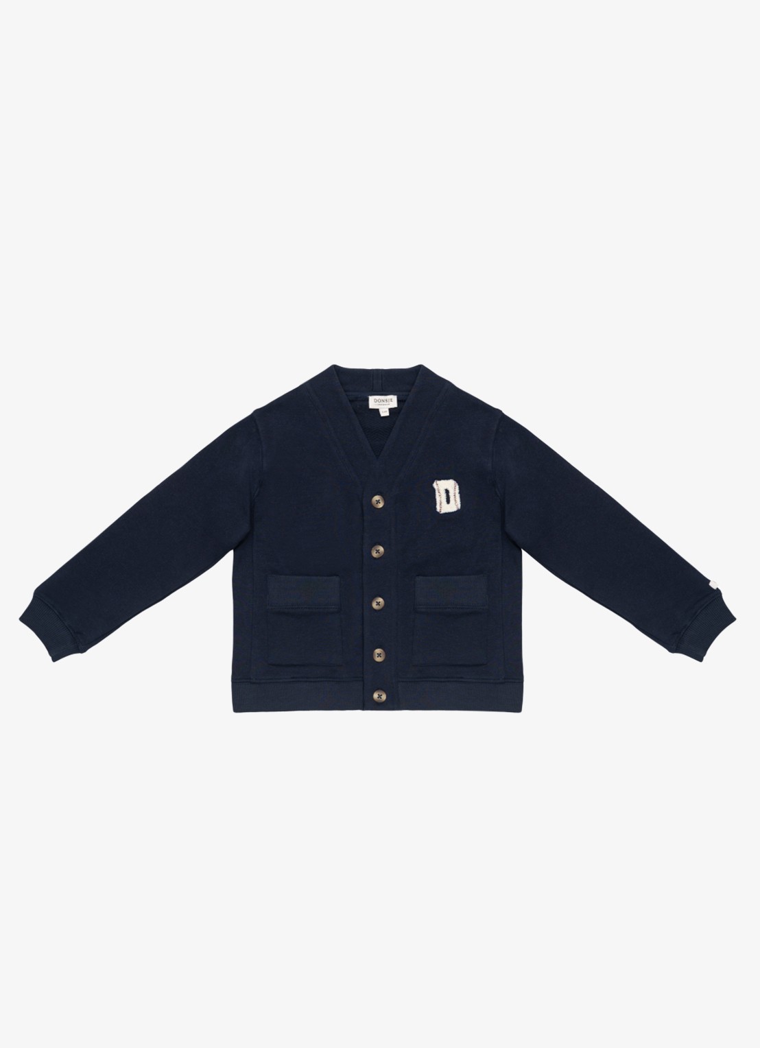 Donsje Amsterdam Maukie fijngebreide vest met klepzakken - voorkant 3 donkerblauw