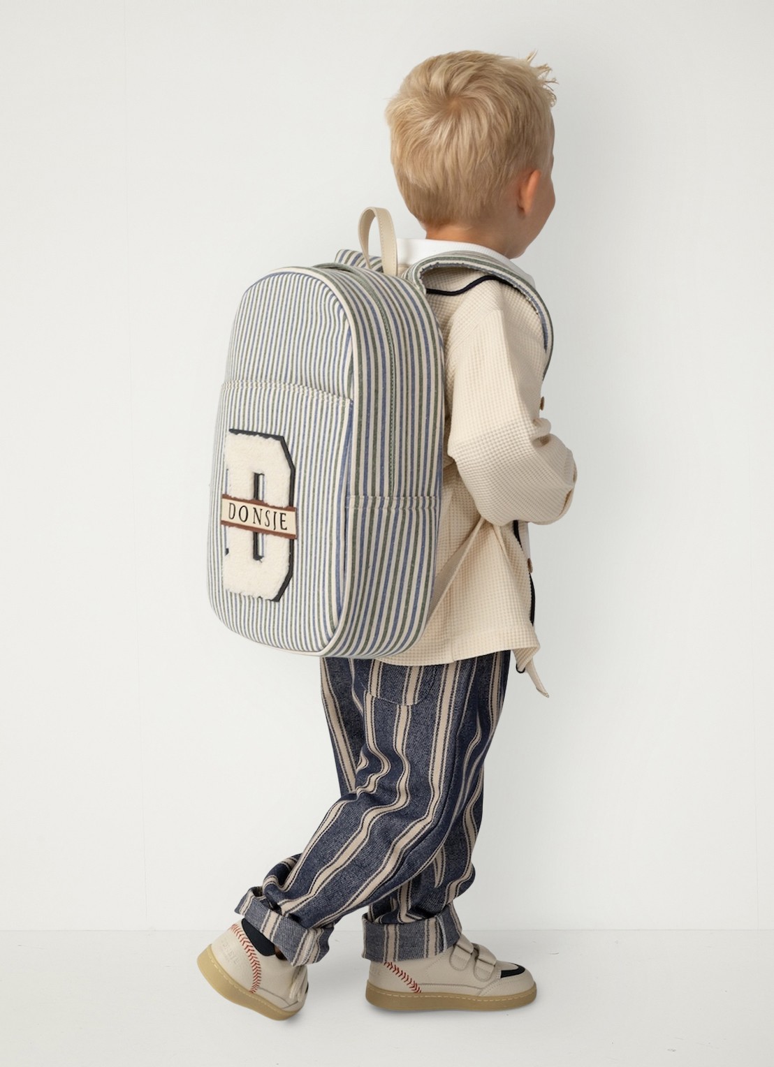 Donsje Amsterdam Menno broek met streepprint - voorkant 4 blauw