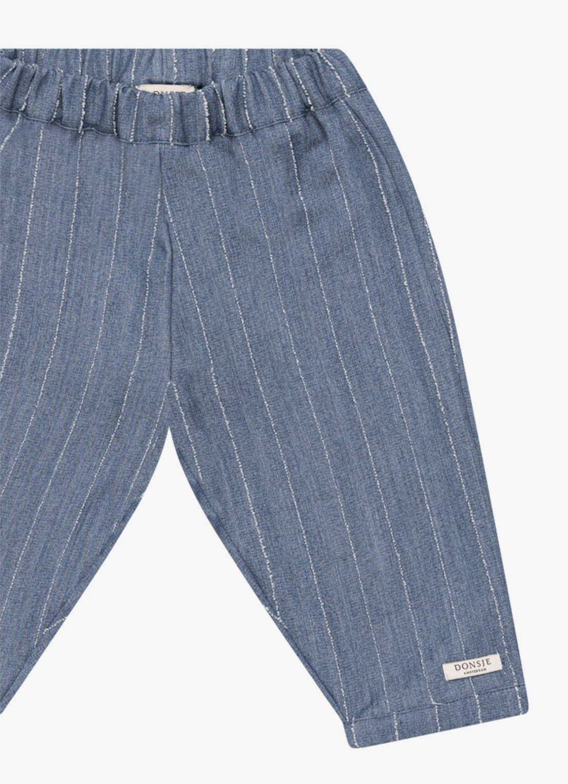 Donsje Amsterdam Mink broek met streepprint - detail 2 lichtblauw
