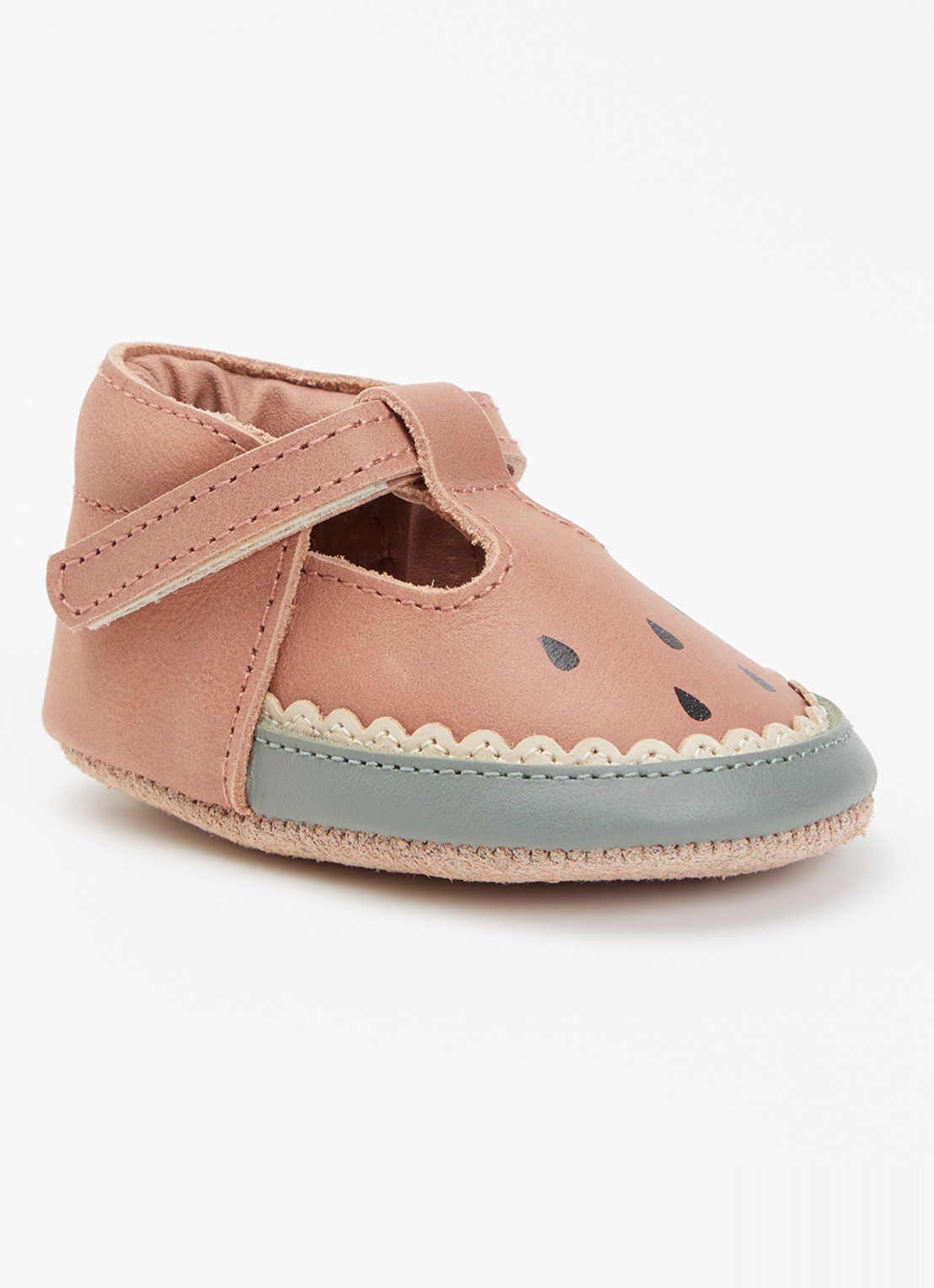 Donsje Amsterdam Nanoe Watermelon babyschoentje van leer - voorkant 2 abrikoos