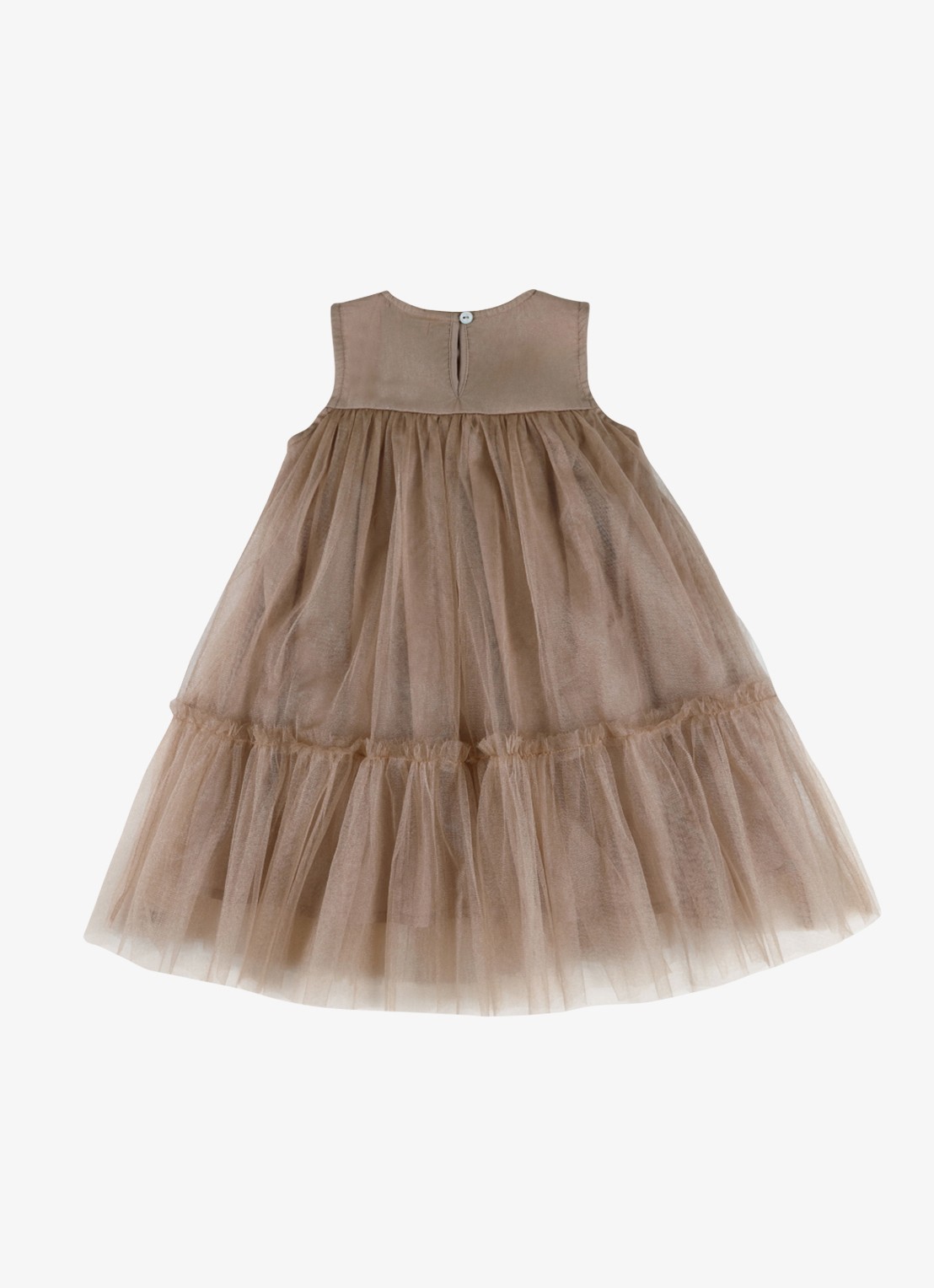 Donsje Amsterdam Negina jurk met tule - achterkant beige