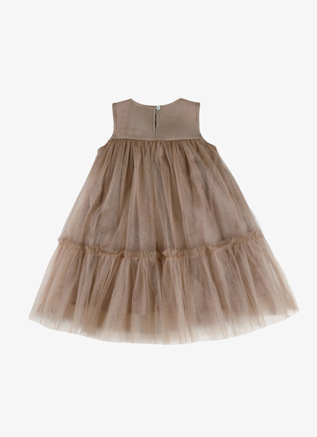 Donsje Amsterdam Negina mini jurk met tule - achterkant beige