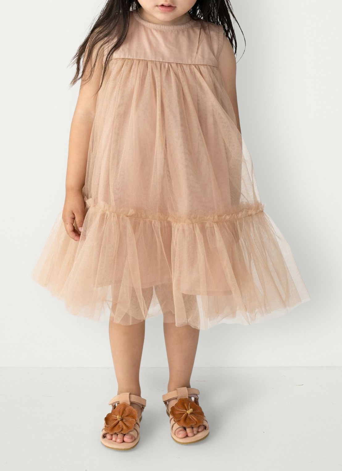 Donsje Amsterdam Negina mini jurk met tule - voorkant 6 beige