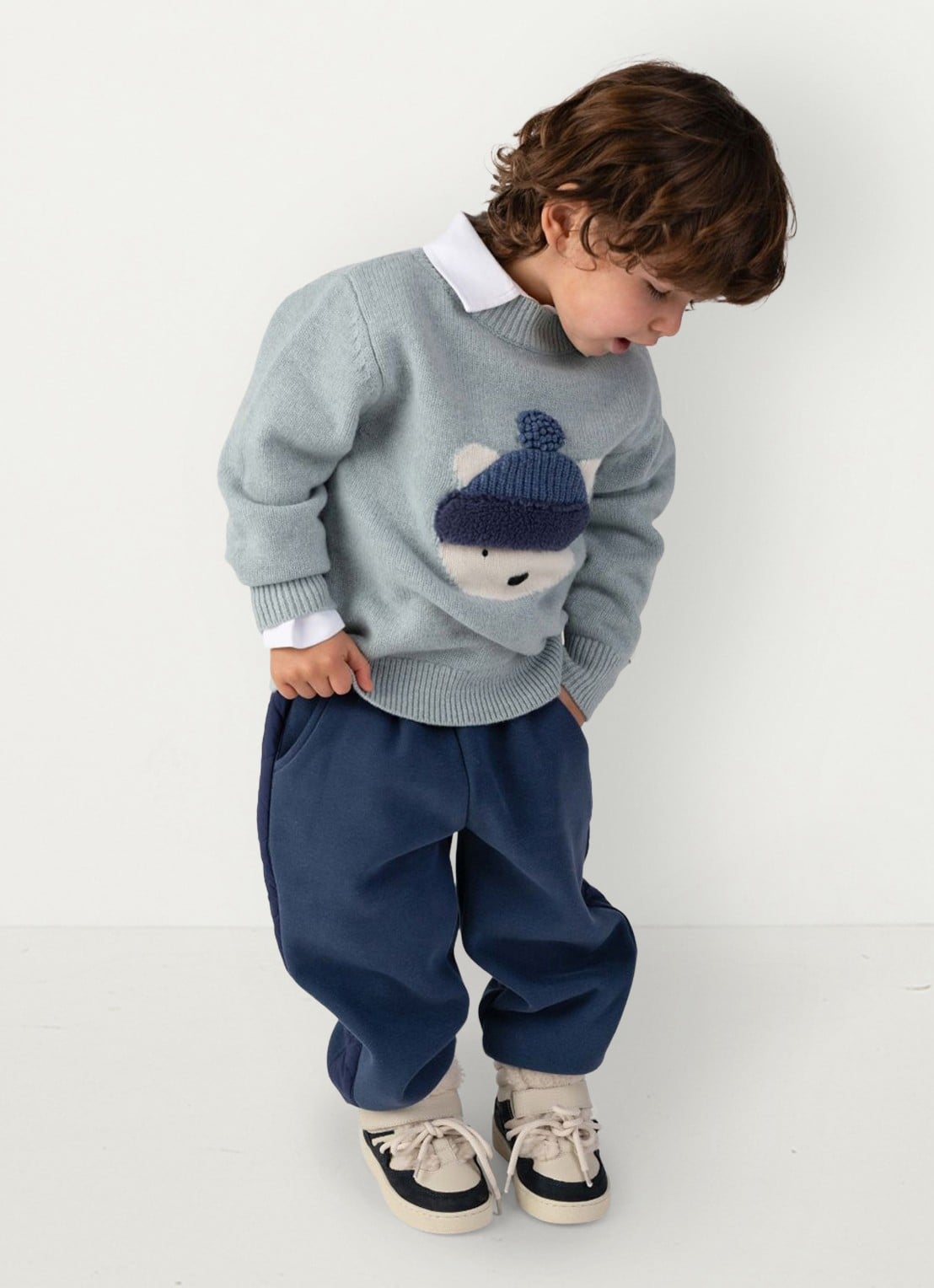 Donsje Amsterdam Noorien joggingbroek met logo - voorkant 2 blauw