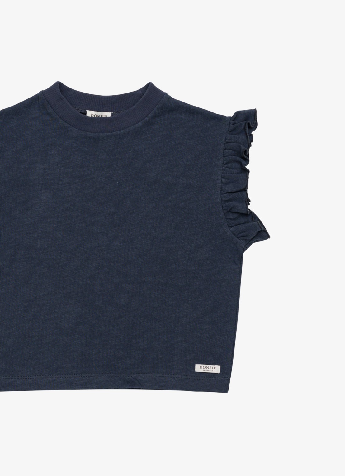 Donsje Amsterdam Nuriel top met ruches - detail 4 donkerblauw