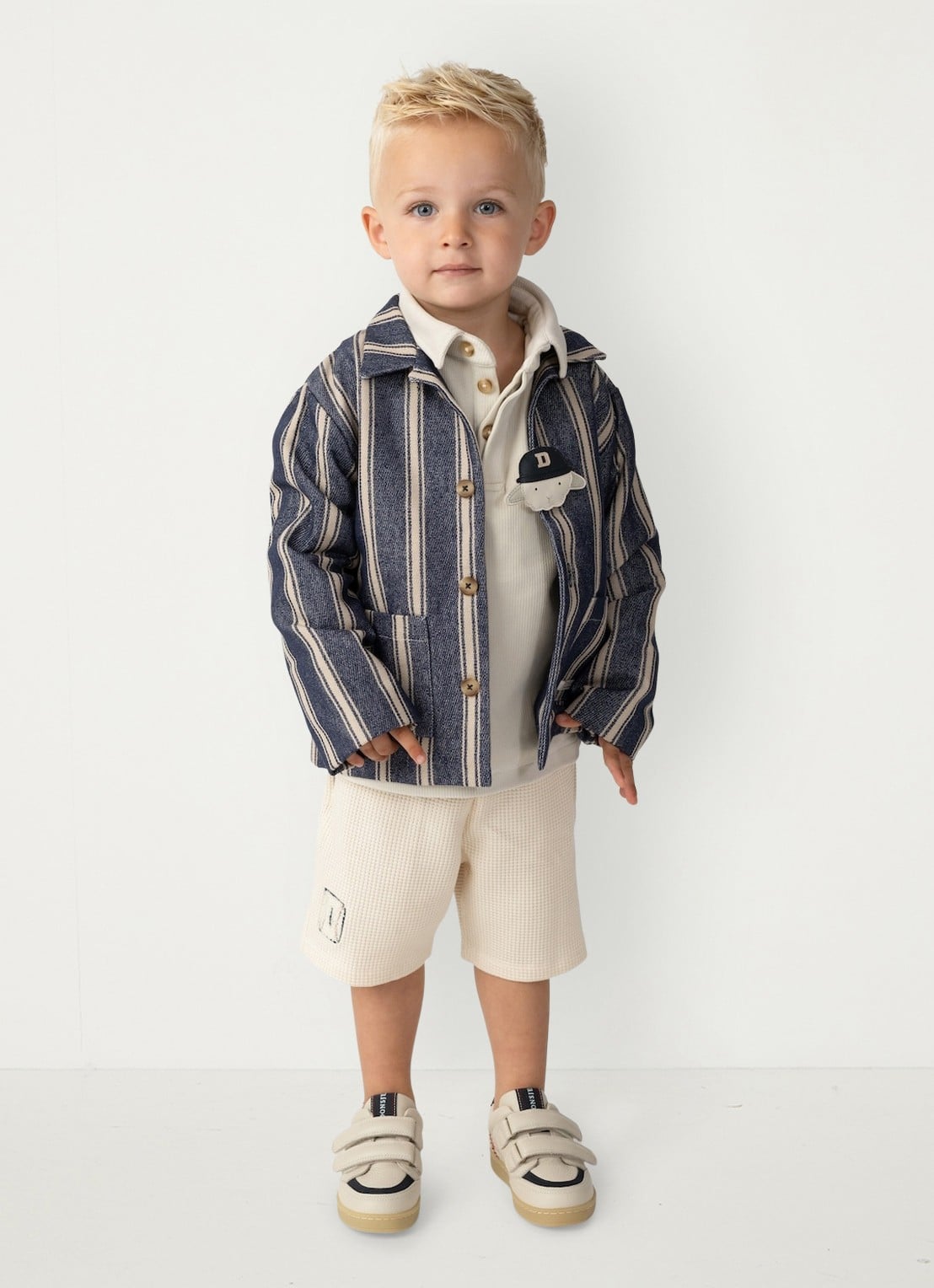 Donsje Amsterdam Petar korte broek met structuur - voorkant 4 beige