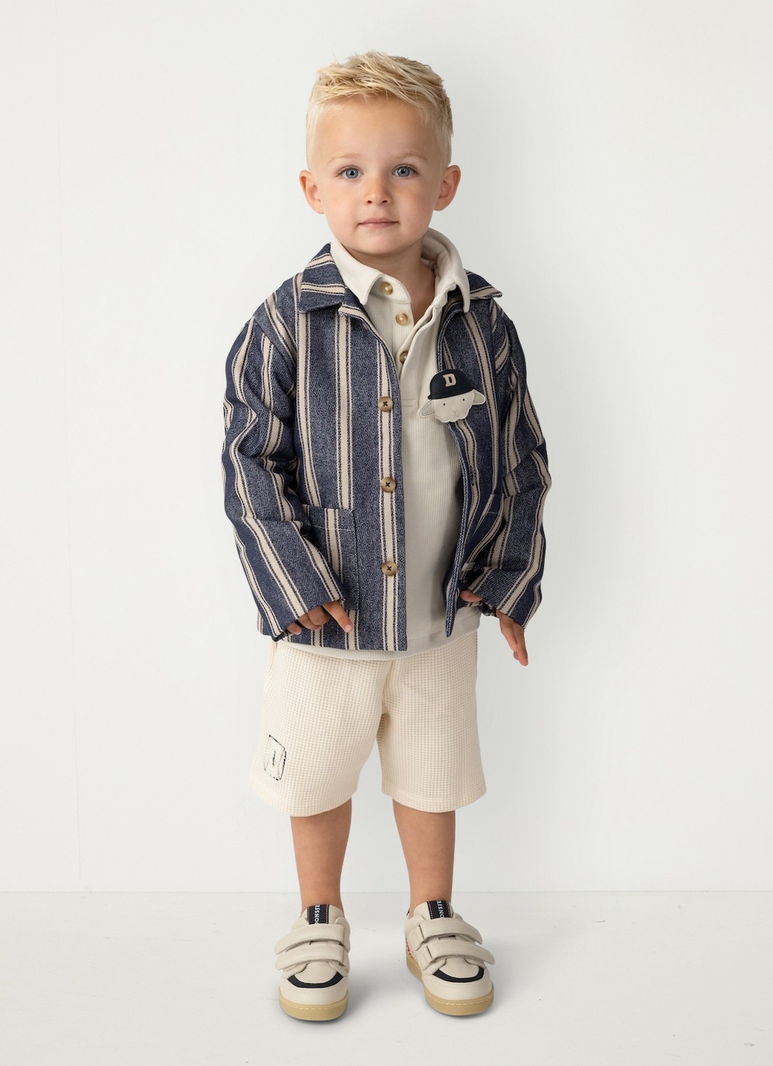 Donsje Amsterdam Petar korte broek met structuur - voorkant 3 beige