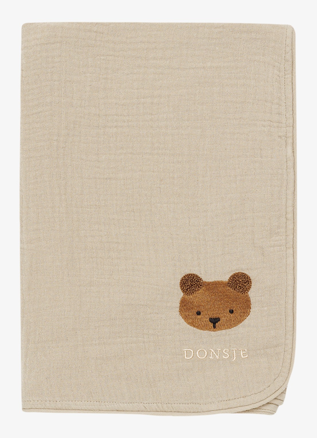 Donsje Amsterdam Ploekie Muslin deken van katoen 115 x 115 cm - achterkant 3 taupe