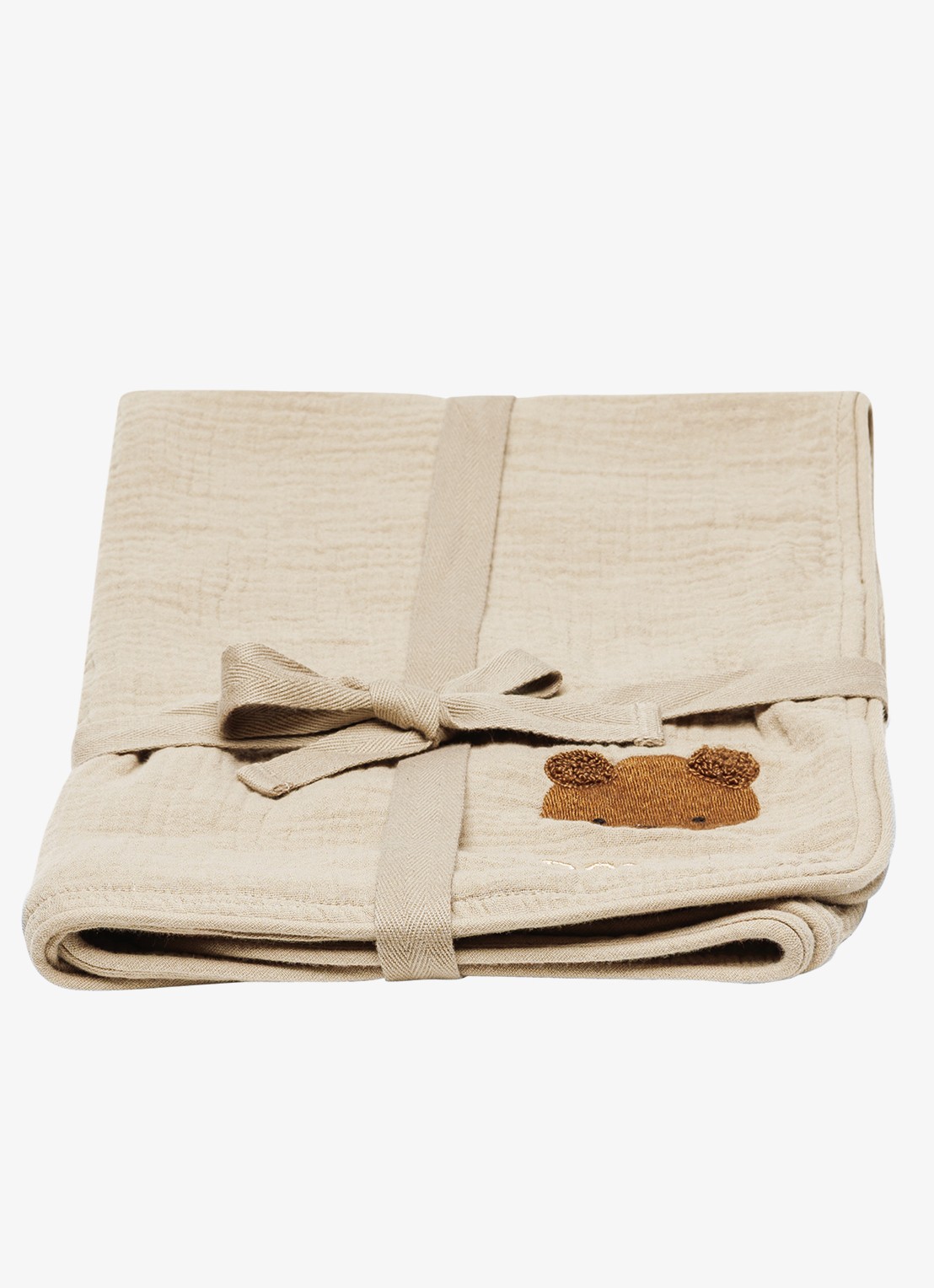 Donsje Amsterdam Ploekie Muslin deken van katoen 115 x 115 cm - voorkant 2 taupe