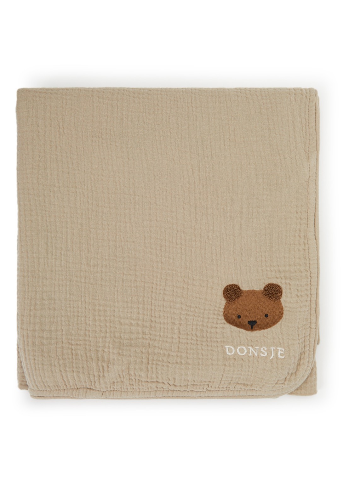 Donsje Amsterdam Ploekie XL wiegdeken 115 x 115 cm  - voorkant taupe