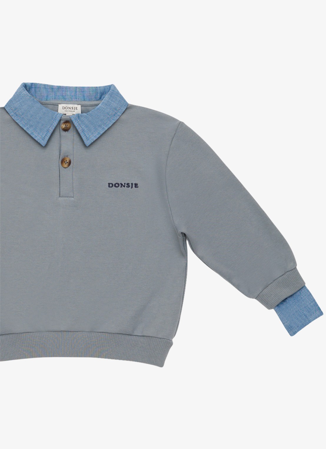 Donsje Amsterdam Priem sweater met polokraag - detail 4 lichtgrijs