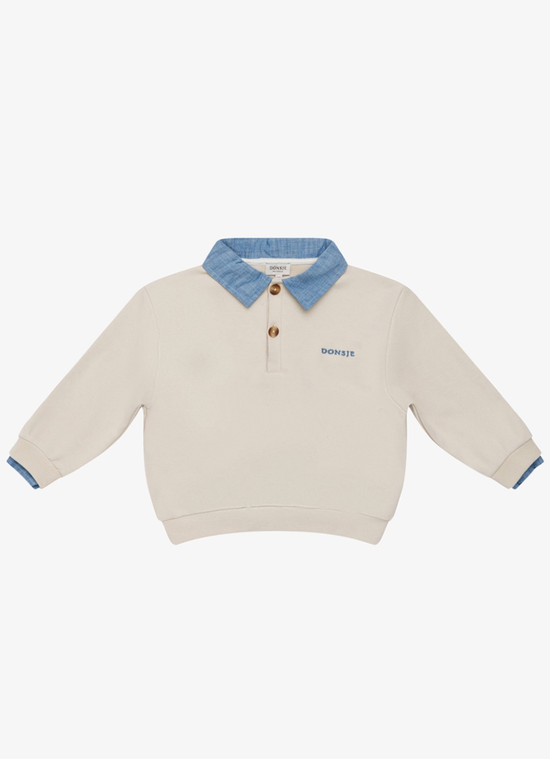 Donsje Amsterdam Priem sweater met polokraag - voorkant beige