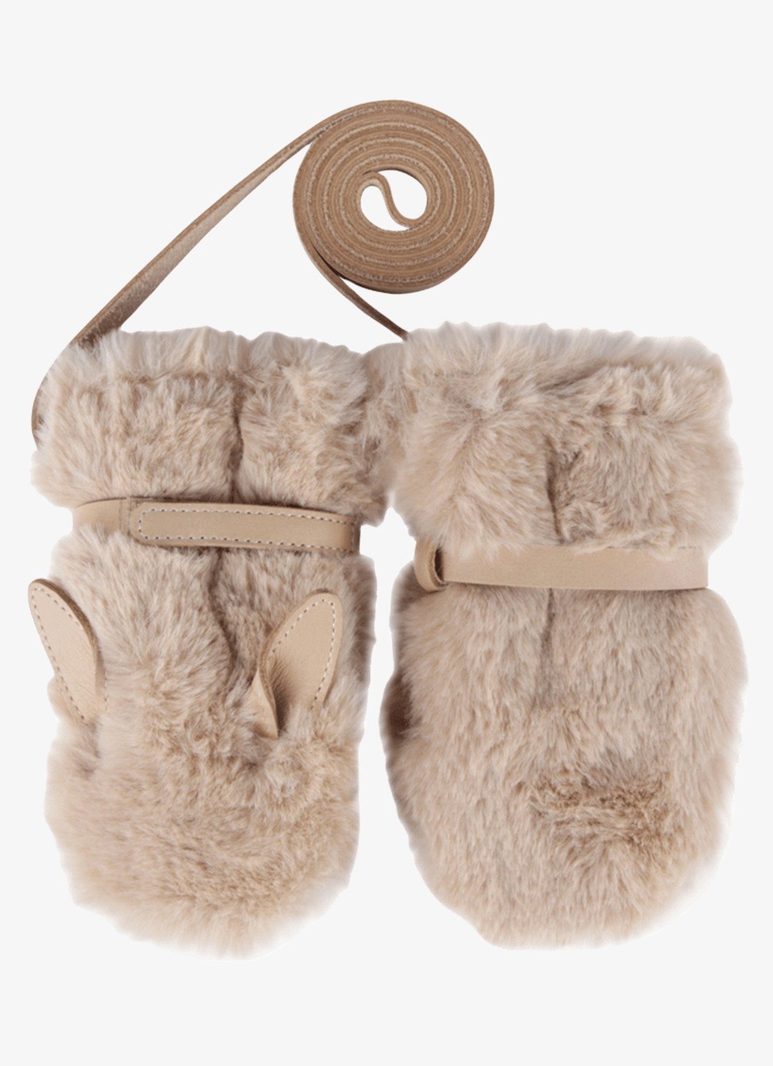 Donsje Amsterdam Richy Mittens | Fluffy Bunny - achterkant 2 donkerbeige