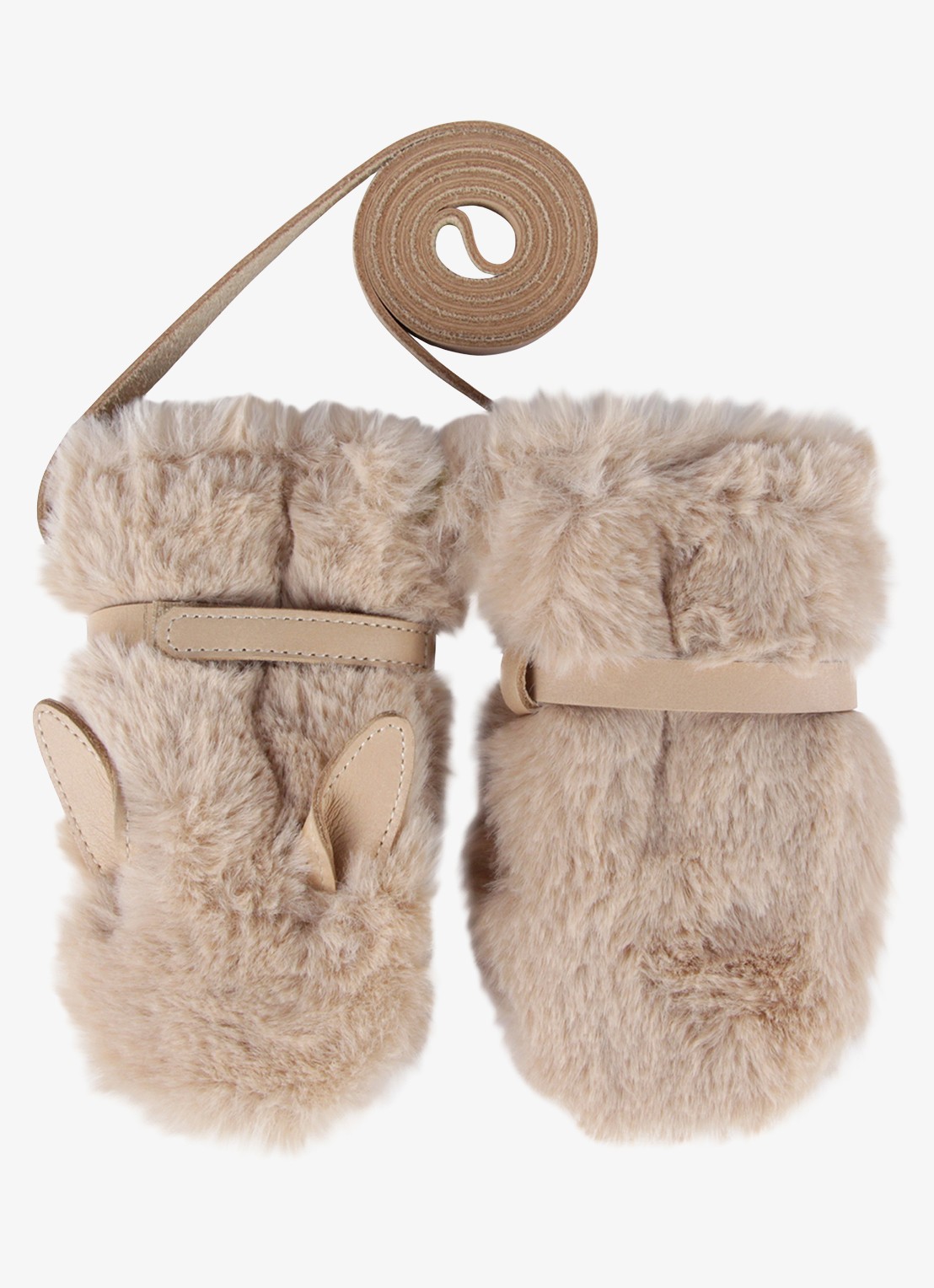 Donsje Amsterdam Richy Mittens | Fluffy Bunny - detail 3 donkerbeige