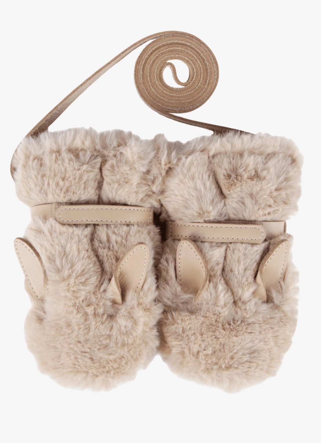 Donsje Amsterdam Richy Mittens | Fluffy Bunny - voorkant donkerbeige