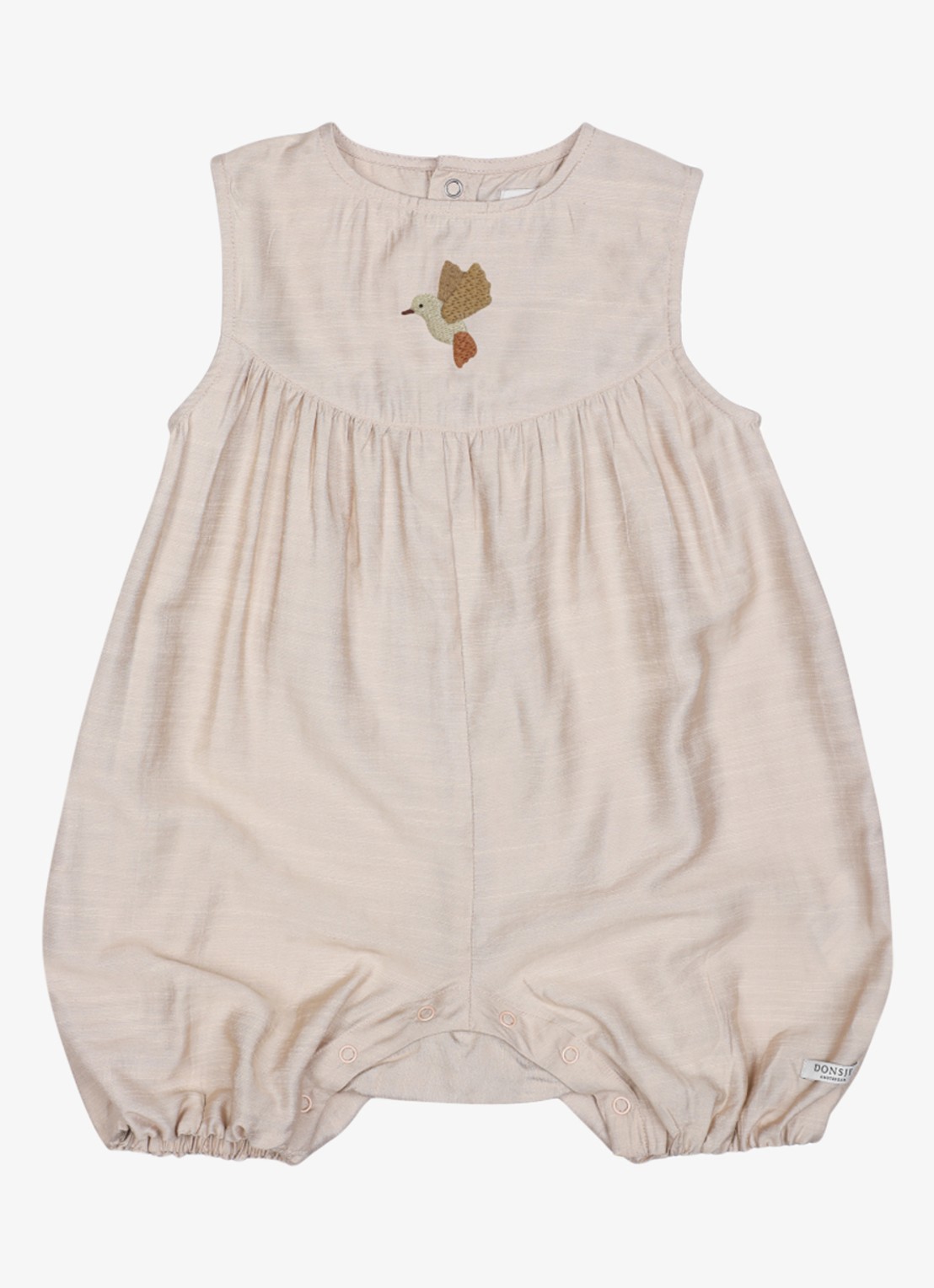 Donsje Amsterdam Sabla Hummingbird playsuit met borduring - voorkant 3 taupe
