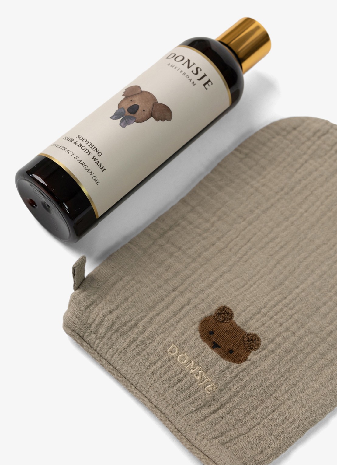 Donsje Amsterdam Sieby Washcloth | Bear - voorkant 2 taupe