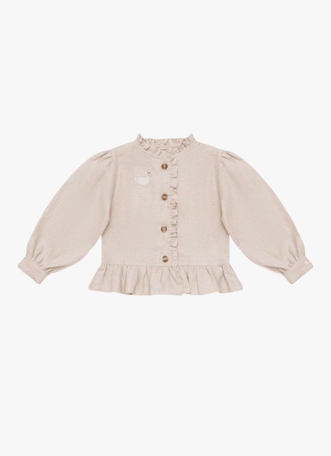 Donsje Amsterdam Siles blouse met borduring in llinnenblend - voorkant 3 beige