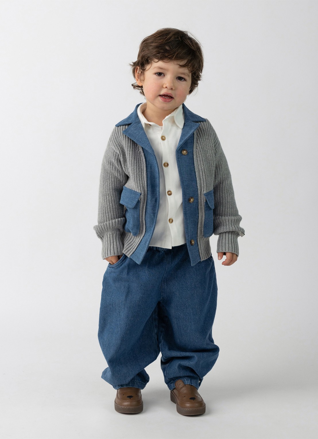 Donsje Amsterdam Tapered fit broek met steekzakken - voorkant 2 indigo