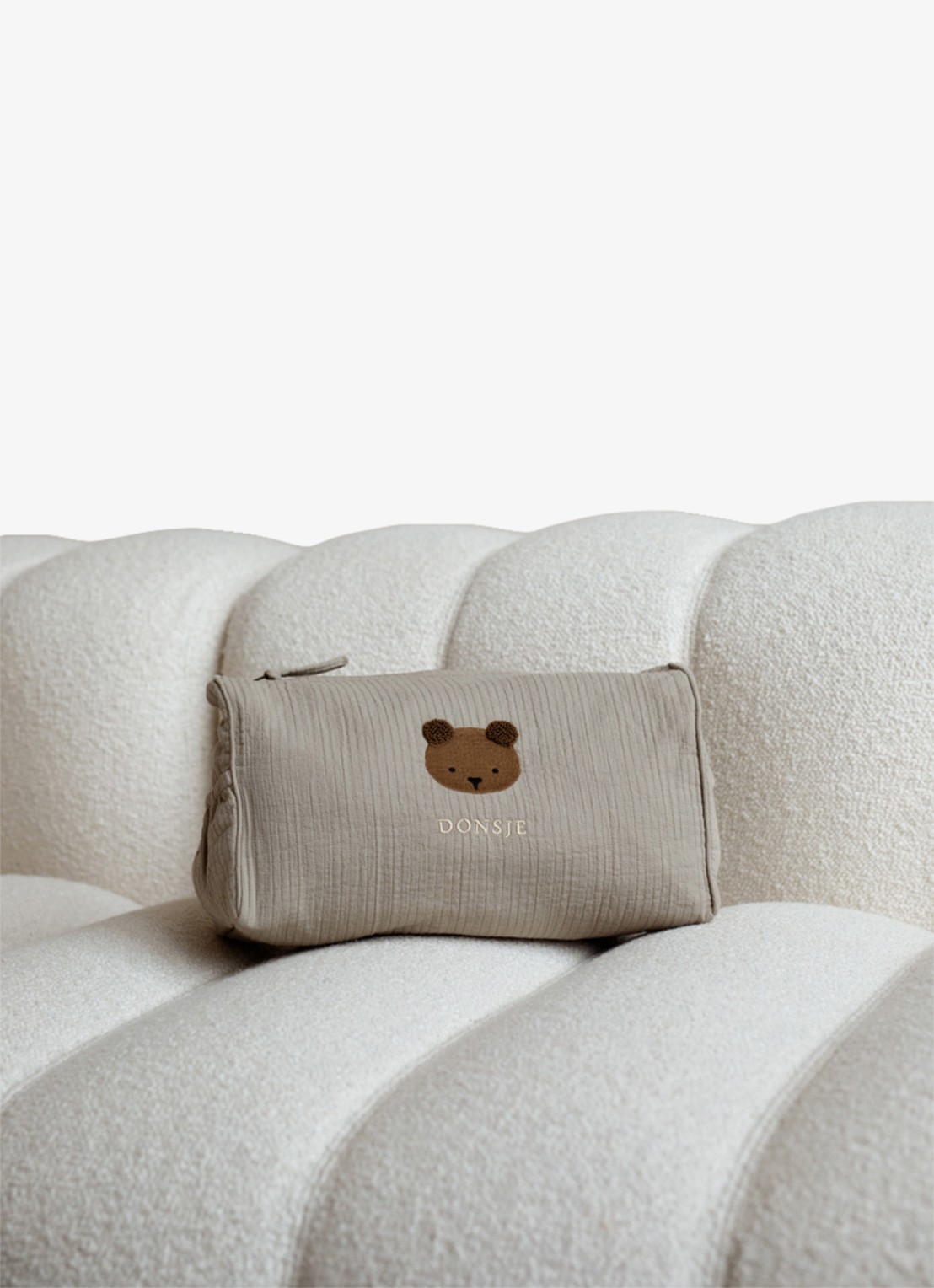 Donsje Amsterdam Tebbe Washbag | Bear - voorkant 3 taupe