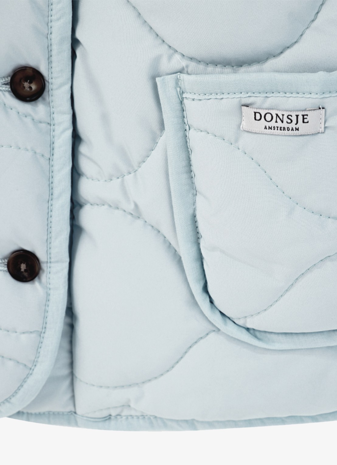Donsje Amsterdam Tessane jack met quilt patroon - detail 5 lichtblauw
