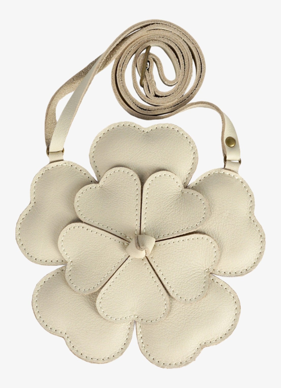 Donsje Amsterdam Toto White Buttercup schoudertas van leer  - voorkant ivoor