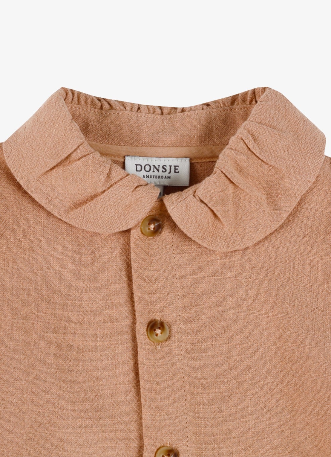 Donsje Amsterdam Winnie blouse met pofmouw - detail 4 lichtbruin