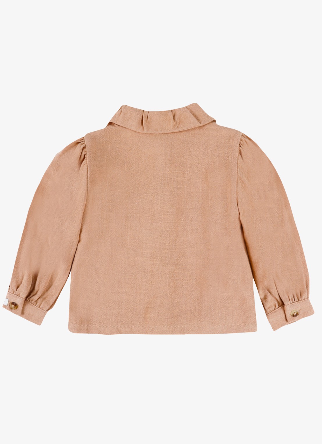 Donsje Amsterdam Winnie blouse met pofmouw - achterkant 3 lichtbruin